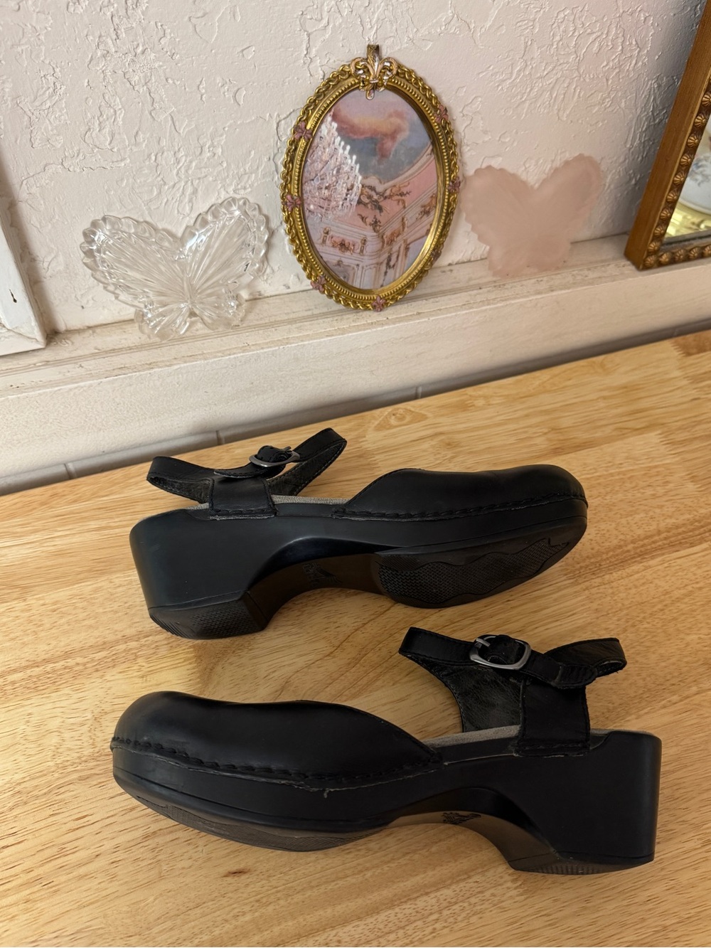 Dansko Black Leather Mary Jane Clogs Comfort Slip-On Shoes EU 39 US 8.5-9 - Picture 4 of 16